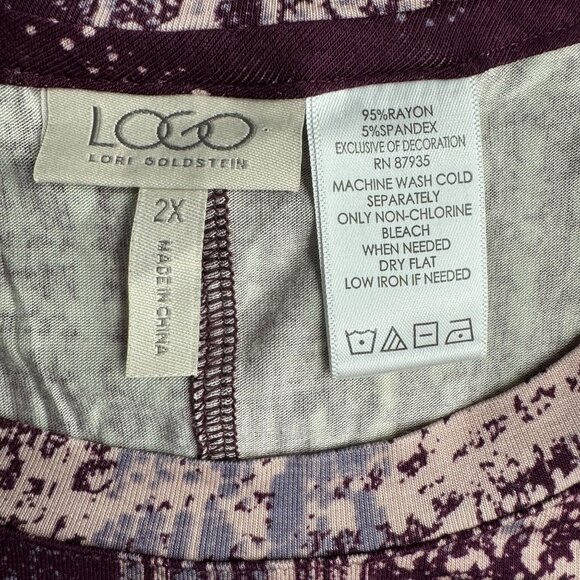 Lori Goldstein LOGO 2X Tunic‎ Top Lace Hem Long Sleeves Liquid Knit Stretch Boxy - Picture 5 of 7